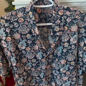 Alan Flusser - Men’s Short Sleeve Floral Patterned Button-Up Shirt